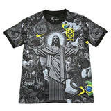 NIKE 2425 Brazil Black Short Sleeve Special Edition Redeemer Five Star Neymar Jr Soccer Jersey