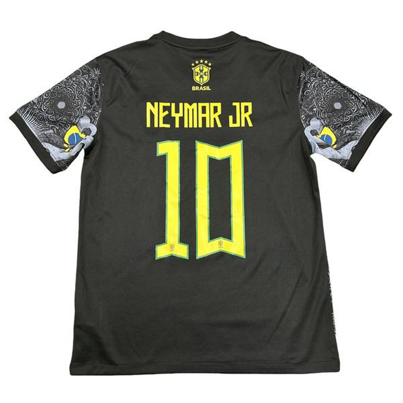 NIKE 2425 Brazil Black Short Sleeve Special Edition Redeemer Five Star Neymar Jr Soccer Jersey