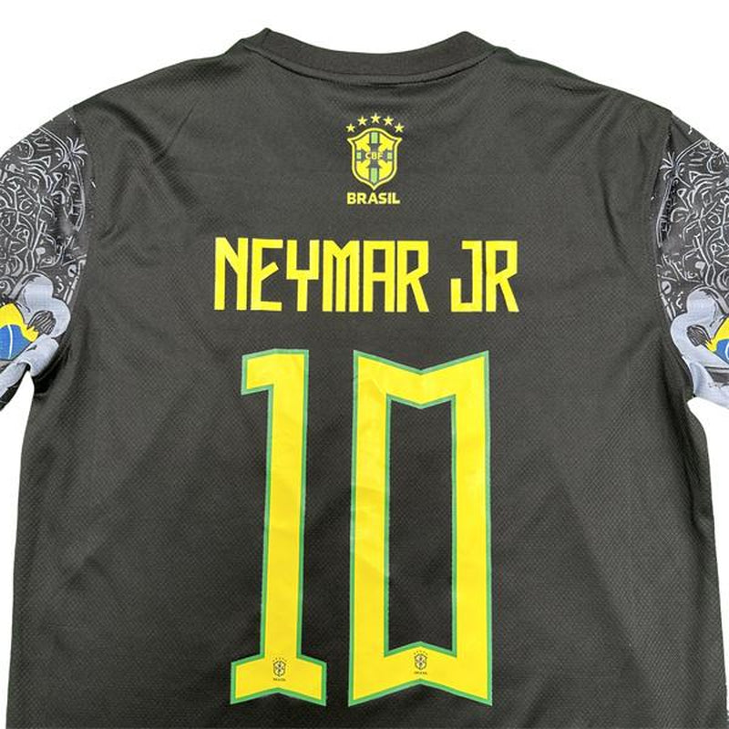 NIKE 2425 Brazil Black Short Sleeve Special Edition Redeemer Five Star Neymar Jr Soccer Jersey